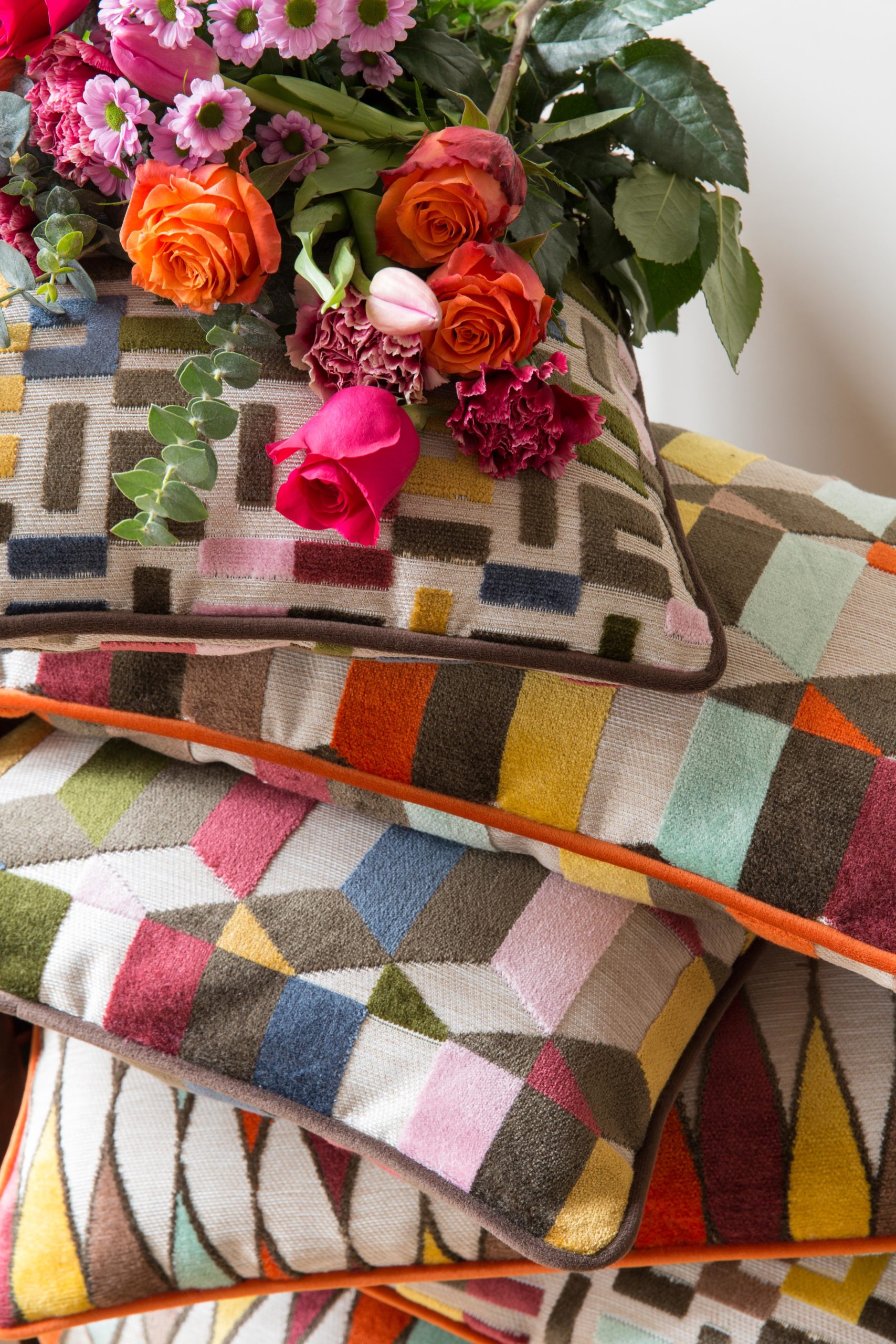 housses de coussins tissus jacquard velours