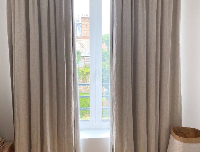 rideaux beige naturel rail