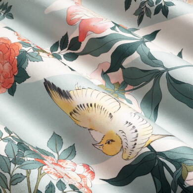 tissu japonais pivoines oiseaux