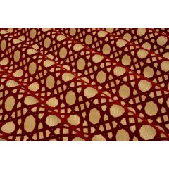 BANQUETTE CANNAGE VELOURS BRIQUE FOND RAPHIA