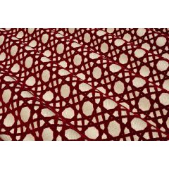 COUSSIN CANNAGE VELOURS ROUGE CARMIN FOND ECRU