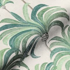 JETÉ DE LIT LA PALMERAIE VERT TROPICAL FOND CREME