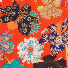 JETÉ DE LIT KIMONO FLOWERS FOND ROUGE