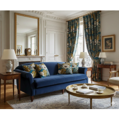 COUSSIN IDRIS MOUTARDE/GRIS FOND OCEAN