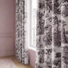 RIDEAU ANIMALIA NOIR FOND ECRU