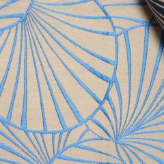 TISSU AU METRE NYMPHEAS BLEU FOND FICELLE