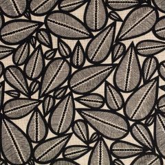 TISSU AU METRE LIMA NOIR FOND VANILLE SUR LIN