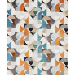 TISSU AU METRE ELVIS JACQUARD NOIR / ORANGE / BLEU