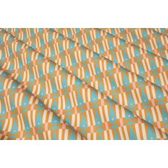 TISSU AU METRE EYE NOW BLEU FOND NOISETTE