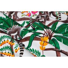 TISSU AU METRE LEMURIENS FOND BLANC